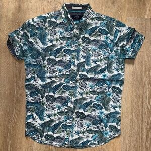 MBX Premium Goods Men’s Short Sleeve Graphic Button Down | M | Forest Print